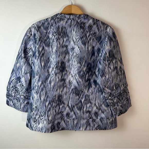 Chico's Purple & Silver Abstract Print Full Zip 3/4 Sleeve Jacket Size 2 - Picture 5 of 8
